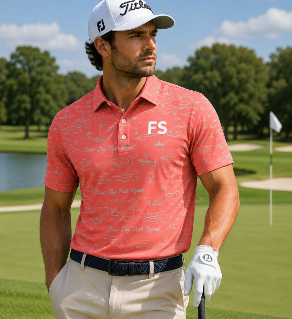 Coral golf shirt